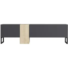 moebel17 TV-Lowboard 9161 157x45x37 cm Anthrazit/Beige Metall/Melamin/Holzwerkstoff