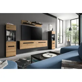 Home Affaire Wohnwand HOME AFFAIRE "REHAT, TOPSELLER, 4-teilig, wahlweise stehend und hängend montierbar", basalt grau, artisan eiche nachbildung, B:272cm H:141cm T:33cm, Holzwerkstoff, Kastenmöbel-Sets, Wohnwand, Kombination, Anbauwand, Set, Wohn-Set, Wohnzimmer-Set, 