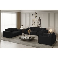 Sofaset Designersofa CELES 3-2-1 in Stoff Opera Velvet Schwarz