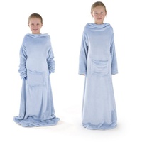 Kinderdecke Blumtal Decke mit Ärmeln Mikrofaser, Blumtal, mit Fußsack und 2 Fronttaschen für Bewegungsfreiheit blau