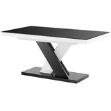 designimpex Esstisch, Schwarz Hochglanz, Weiß Hochglanz, Holzwerkstoff, 160x75x89 cm, Esszimmer, Tische, Esstische