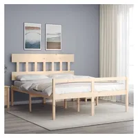 vidaXL Bett Seniorenbett mit Kopfteil 160x200 cm Massivholz beige 200 cm x 160 cm