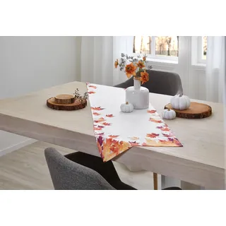 KAMACA Tischläufer 40x160 cm mit hochwertigem Druck-Motiv Küche Esstisch Eyecatcher Herbst Winter Weihnachten (Blätter im Herbst 40x160)