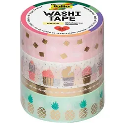folia Washi Tape HOTFOIL Deko-Klebeband matt 15,0 mm x 5,0 m 4 Rollen