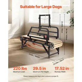 Vevor Hundelaufband, 100 kg, Hundewanderer, Hundewanderer-Lamellenschleifer, geeignet für Indoor- und Outdoor-Sportarten, 190 x 56 x ... - Schwarz