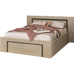Stauraumbett GAMI, kastanie natur nachbildung, schwarz, kastanie natur nachbildung, schwarz, kastanie natur nachbildung, schwarz, B:177cm H:88cm L:212cm, Betten