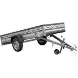 Autotransportanhänger mit Aluminiumseitenwänden 264x125 Unitrailer Garden 264 KIPP ALU mit H-0-Rahmen und grauer Plane