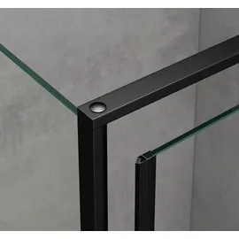 SoGood doporro Eck-Duschkabine 75x90x195cm Eckdusche in schwarz mit Hebe- und Senkmechanismus ESG-Sicherheitsglas Klarglas inkl. beidseitiger Easy-Clean-Beschichtung Ravenna36-plus