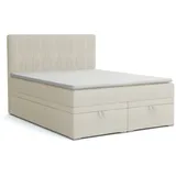 Deine Möbel 24 Boxspringbett DAGA Boxbett Polsterbett Komplettbett Bett mit einer Matratze H4 (Taschenfederkernmatratzen 7 Zonen H4 Grau Hellgrau Schwarz Anthrazit Beige Samt Velour, 3-St., Taschen-federkernmatratze 7 Zonen H4 PREMIUM Bett), inkl Topper, Bettkasten 120x200 140x200 160x200 180x200 200x200 beige