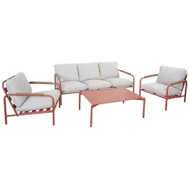 MCW MCW-O11 Outdoor 3-Sitzer Sitzbank Sessel Sofa terrakotta/beige