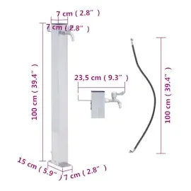 vidaXL Wassersäule 100 cm Edelstahl silber