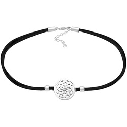 Elli Choker Blume des Lebens Textilband 925 Silber Ketten   Damen