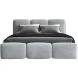 mebloland Polsterbett Hellgrau, H2, 140x200 cm, Schlafzimmer, Betten, Polsterbetten