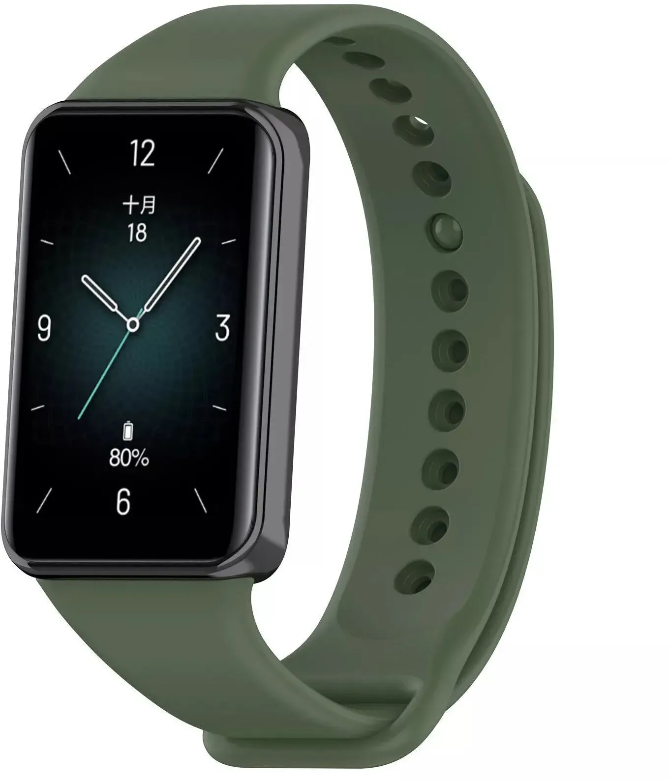 Strap-it Honor Band 10 Armband Silikon für Honor Band 10 - Dunkelgrün - Druckknopf Verschluss