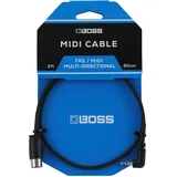 Boss BMIDI-2-35 – 60 cm – Platzsparendes 3,5 mm TRS auf 5-Pin MIDI-Kabel mit multidirektionalen Steckern – hochwertige Verbindung Pedalen