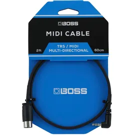 Boss BMIDI-2-35 – 60 cm – Platzsparendes 3,5 mm TRS auf 5-Pin MIDI-Kabel mit multidirektionalen Steckern – hochwertige Verbindung Pedalen
