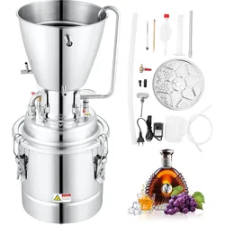 VEVOR Distillieranlage Wasser Alkohol Destillierer 10L,Haus Destillieranlage Destille Alkohol Silber 220-240V, Moonshine Still Distiller 250×250×620mm, für Whisky, Branntwein, Obstbränden usw.