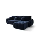 Fun Möbel Ecksofa Schlafsofa OSAKA Stoff Monolith Dunkelblau Ottomane Rechts - Blau