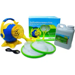 HOLLYHOPPER® Seifenblasenmaschinen Set mit 1L Qualitäts-Fluid, 2x Fang-Kescher