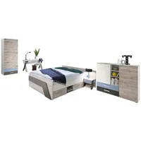 Lomadox Jugendzimmer Komplett-Set mit Bett 140x200 cm Kleiderschrank LEEDS-10