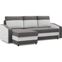 Ecksofa mit Schlaffunktion, Universelle Seite, Grau + Weiß