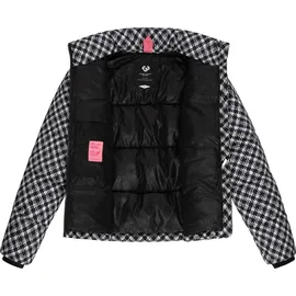 Ragwear Damen, Steppjacke warme Winterjacke wasserdicht kurz mit Hahnentritt Muster Serah Print YOUMODO Black Gr. 5XL - 5XL
