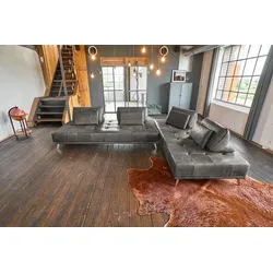 KAWOLA Sofa WIOLO Ecksofa Leder grau