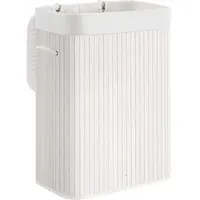 Songmics Wäschekorb mit Deckel, 72 Liter, Wäschesammler aus Bambus,