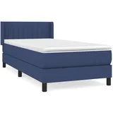 vidaXL Boxspringbett mit Matratze Blau 100x200 cm Stoff