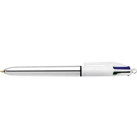 BIC 4-Farben-Kugelschreiber 4 Colours Shine metallic-silber, Schreibfarbe: blau, schwarz, rot, grün, 1 St.