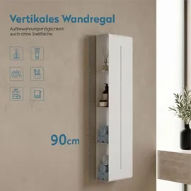 doporro Regal Schmal Weiß 4 Etagen, Schlankes Regal Badezimmer 90 x 20 x 9 cm, Badezimmer Regal aus Metall, Duschregal Wandregal zum Bohren für Dusche & Bad, Reglo-16