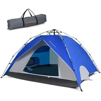 KOMFOTTEU Wurfzelt Pop Up Campingzelt, Personen: 4, mit Tragetasche & Netzfenster & Reißverschluss blau