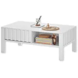 Stolkom Couchtisch Mao Weiß - Moderner Sofatisch mit Ablage und Schublade für Ihr Wohnzimmer - 108 x 60 cm (B/H/T)