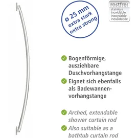 Wenko Duschvorhangstange gebogen 110-200 cm Chrom
