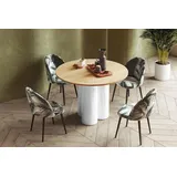 Design Esstisch Tisch HRE-111 rund Hochglanz Esszimmer 100 x 75 cm - Naturbelassen