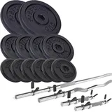 ScSPORTS® Hantel-Set Hanteln Kurzhanteln Langhantel SZ Stange Gewichte 31mm Guss schwarz