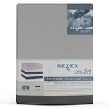 Setex Feinbiber Spannbettlaken, 160 x 200 cm großes Spannbetttuch, 100 % Baumwolle, Bettlaken in Silber