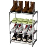 Magrimaxio Schuhregal Metall, Schuhaufbewahrung mit 4 Ebenen, Leichtes Schuhablage, Schuh Regal Stapelbar für 8 Paar Schuhe, Schuhständer für Flur, Wohnzimmer, Schlafzimmer, Eingangsbereich (Grau)