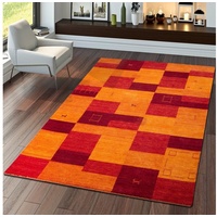 Teppich Indischer Gabbeh Handgefertigt Modern 100% Wolle Karo In Terrakotta, TT Home, rechteckig, Höhe: 13 mm orange