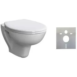 sanibel 3001-QuickSet Wand-Tiefspülkl. rund spülrandl Sitzsenkb Schall-Set weiß