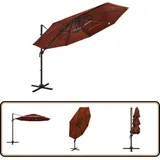 Sonnenschirm Mit Aluminium-mast 4-lagig Terrakottarot 3x3 M - Sonnenschirm - Gartenschirm - Terracotta - Polyester - Aluminium