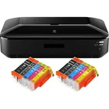 IC-Office iX6850 Farbtintenstrahl Drucker DIN A3+ (Bürodrucker, Fotodruck, Textdruck, 9.600 x 2.400 DPI, WiFi, WLAN, USB, Direktdruck, Print App) schwarz + 10 XL Tintenpatronen