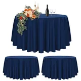 2er-Set Blau Runde Tischdecke 305cm Durchmesser, Runde Tischdecke für Ø150-240cm Tische, Polyester Wasserdicht Waschbar Runde Große Tischdecke für Hochzeit Party Buffet Camping Restaurant (120 Zoll)