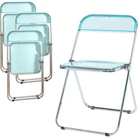 [en.casa] Klappstuhl Pornainen 4er Set Hellblau, transparent