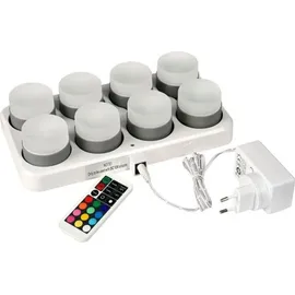 Duni LED Mini Lamp, wiederaufladbar, 8er Set 48 x Ø 50 mm 13 Std. Weiß, - Weiß