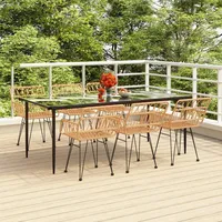 VidaXL 7-tlg. Garten-Essgruppe Poly Rattan