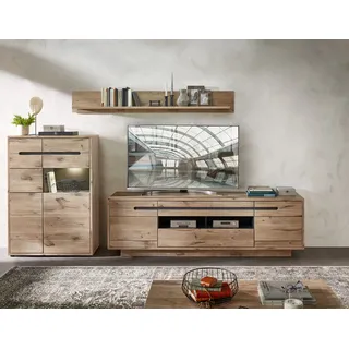 Innostyle Wohnwand INNOSTYLE "BELLANO", braun (außen viking oak nature nb, innen graphit nachbildung), B:309cm H:185cm T:44cm, Glas, Holzwerkstoff, MDF, Kastenmöbel-Sets, Wohnwand, inkl. LED-Beleuchtung