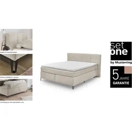 Set One by Musterring Boxspringbett "Fairfield", rosa, B:204cm L:218cm, 92% Polyester, 8% Nylon, SET ONE BY MUSTERRING, Komplettbetten, Boxspringbett, mit Metallfuß schwarz, Wendematratze, Breite 160 oder 180 cm