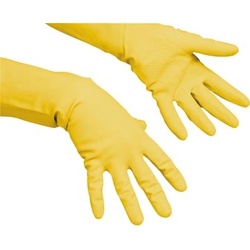 Naturlatex-Handschuhe Vileda Ultraprotective Handschuhe, gelb, große Größe.
