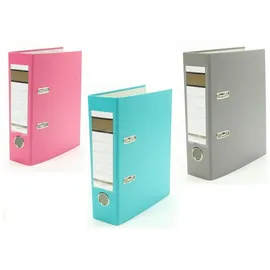 Livepac-Office Ordner DIN A5 75 mm Pink/Türkis/Grau 3 St.
